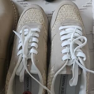 Steve Madden Beige and White Athletic Shoes